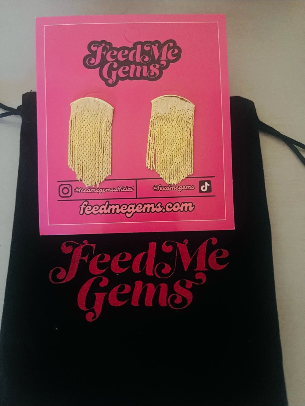 Feed Me Gems Gold Fringe Earrings